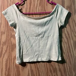 Tan off the shoulder crop top